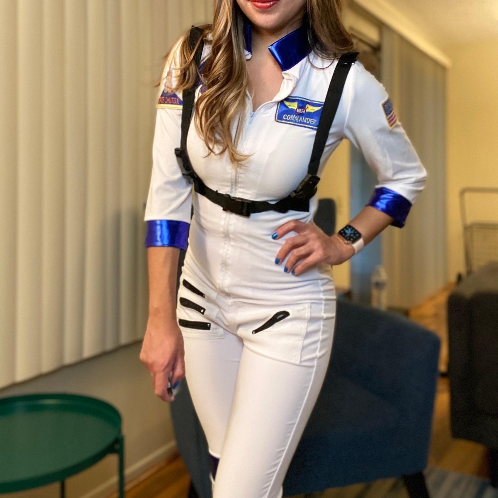 NWOT Sexy Stretchy Astronaut "Blast Off" Jumpsuit and Boot Cover Costume - Small
